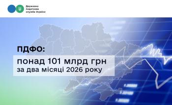 Надходження ПДФО до бюджету: понад 101 млрд грн за два місяці 2026 року